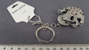 Брелок Лягушка (серебро) фиолетовый страз